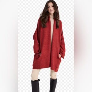 + BERYLL Cashmere Blend Cocoon Oversized Open Cardigan Rust Red/Orange OS